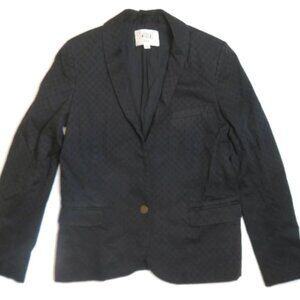 Swildens XXX Womens 38 Blazer Suit Jacket Black Geometric Pockets Stretch